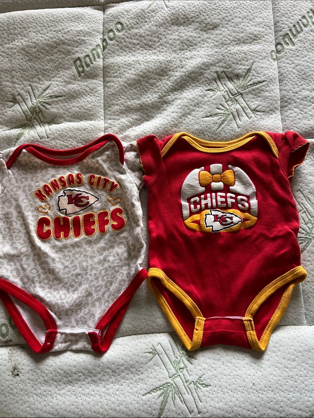 Kansas City Chiefs Baby One-Piece Bodysuit Lot of 2 12 months